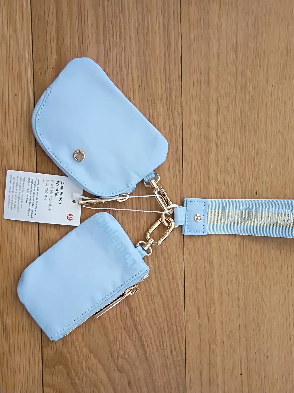 lululemon athletica Powder Blue Dual Pouch Key & Card Holder Wristlet